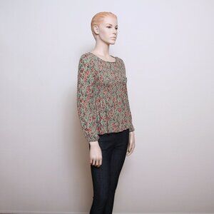 Urban Romantics Smocked Floral Long Sleeve Blouse